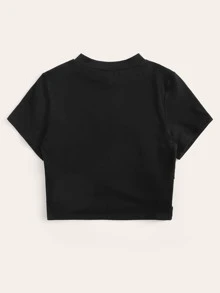 Muchica 蜂蜜圖案十字交叉短版T恤