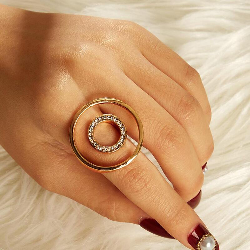 

Double Circle Design Ring 1pc, Gold