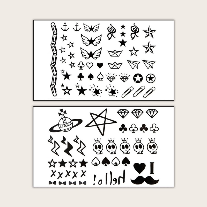 

Mix Pattern Tattoo Sticker 2pack, Black