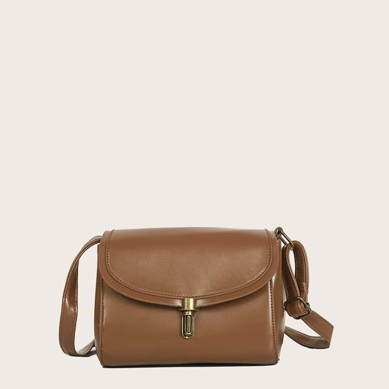 

Push Lock Flap Crossbody Bag, Brown