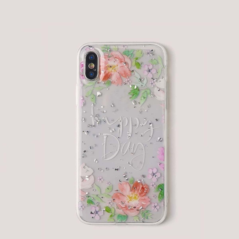 

Flower Print Clear iPhone Case, Multicolor