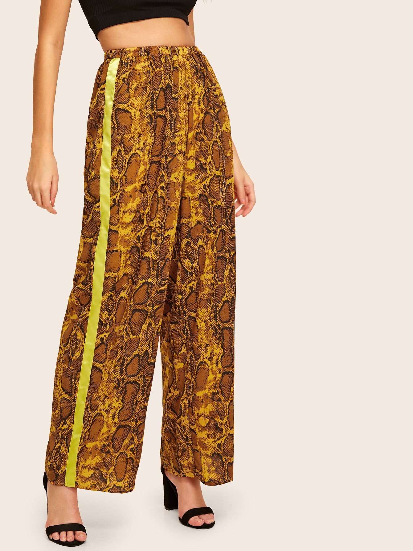 Contrast Side Seam Wide Leg Pants | SHEIN