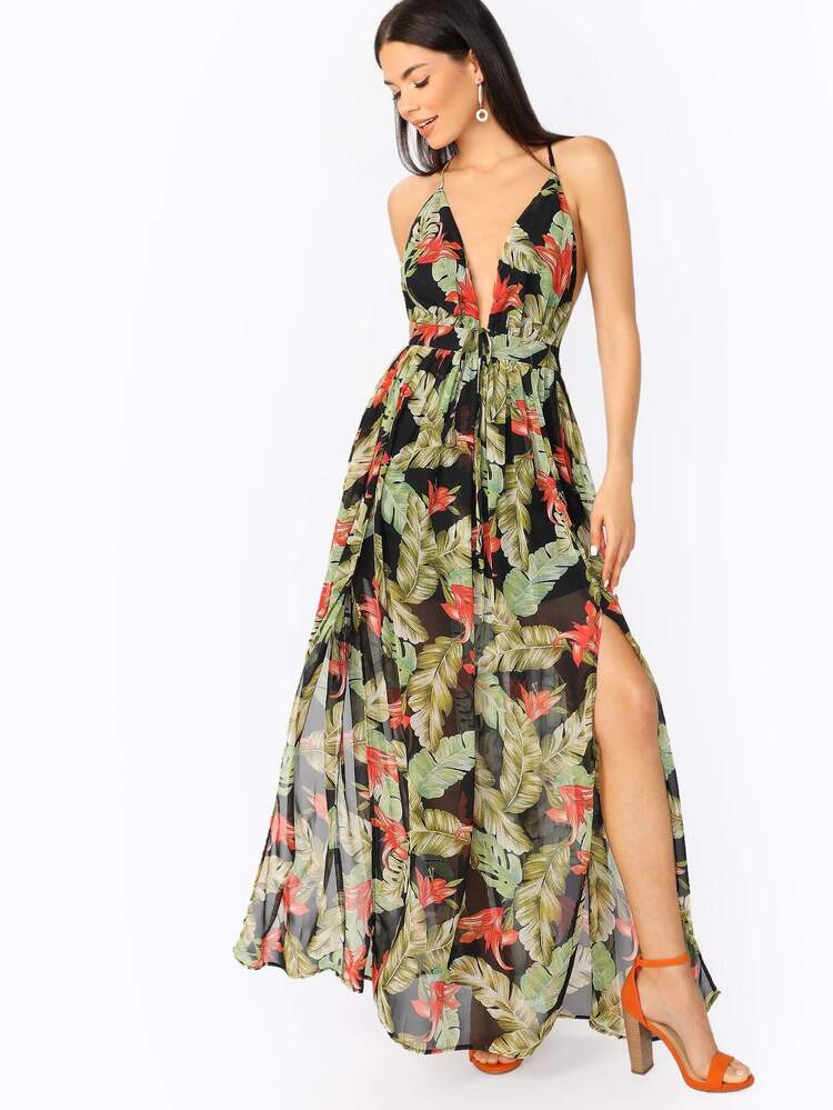 double slit maxi dress