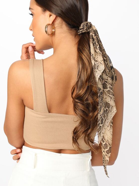 Snake Print Scrunchie Hair Tie With Flowy Tail Makemechic Com