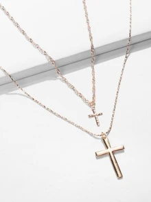2 piezas de collar con cruz - Amarillo Oro - Ver 4