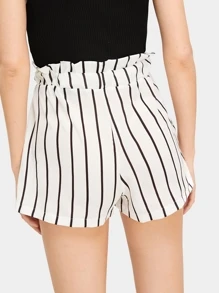 striped self tie waist shorts