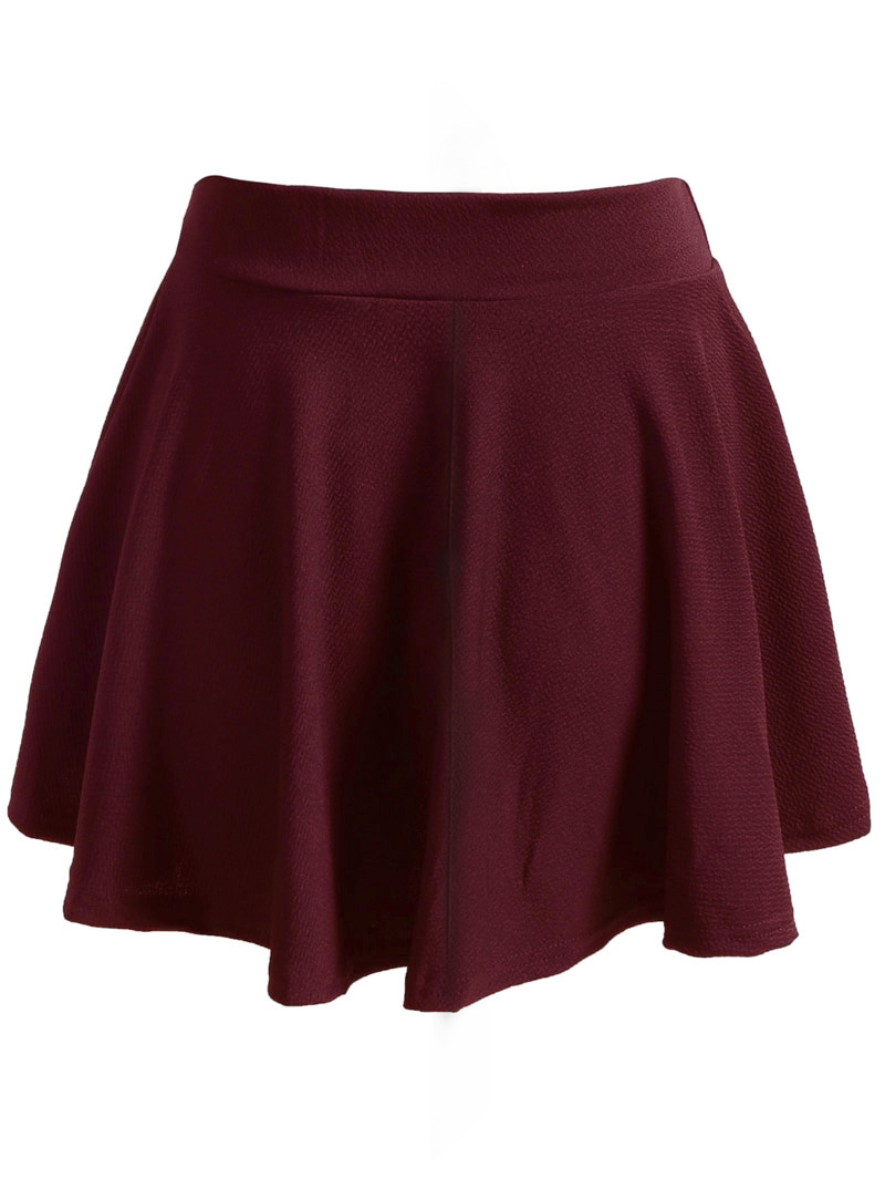Plus Elastic Waist Solid Skirt, For Thanksgiving Fall