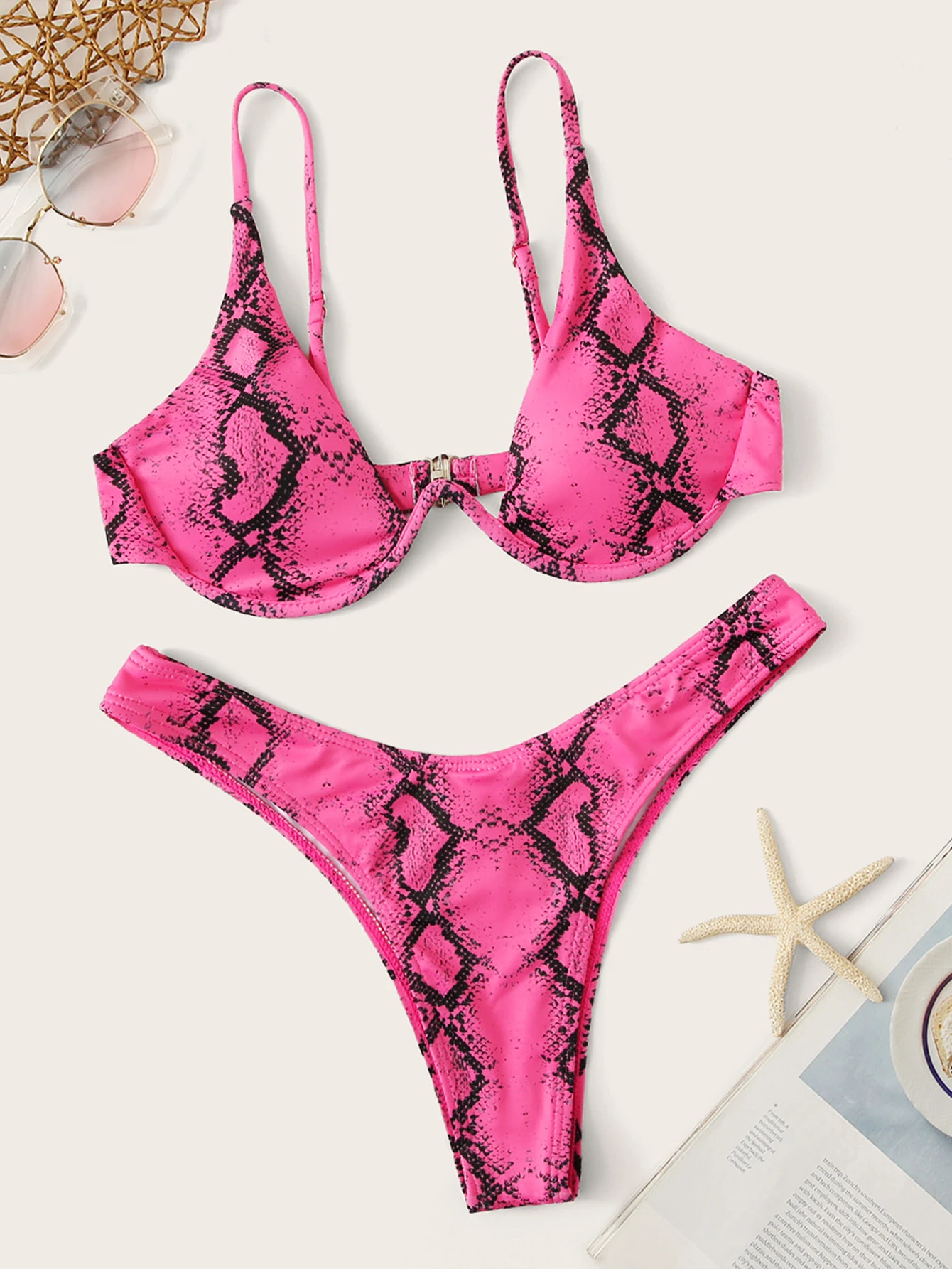 snake print underwire bikini