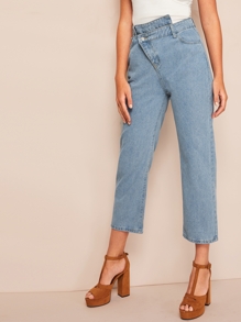 Asymmetrical Straight Leg Jeans