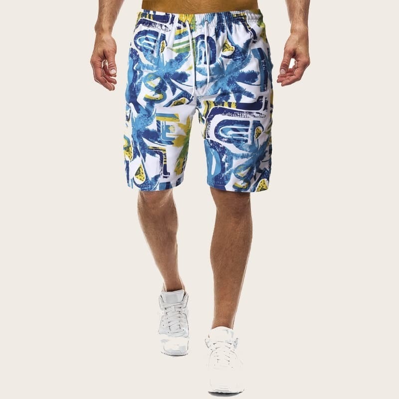 

Guys Tropical Print Drawstring Bermuda Shorts, Multicolor
