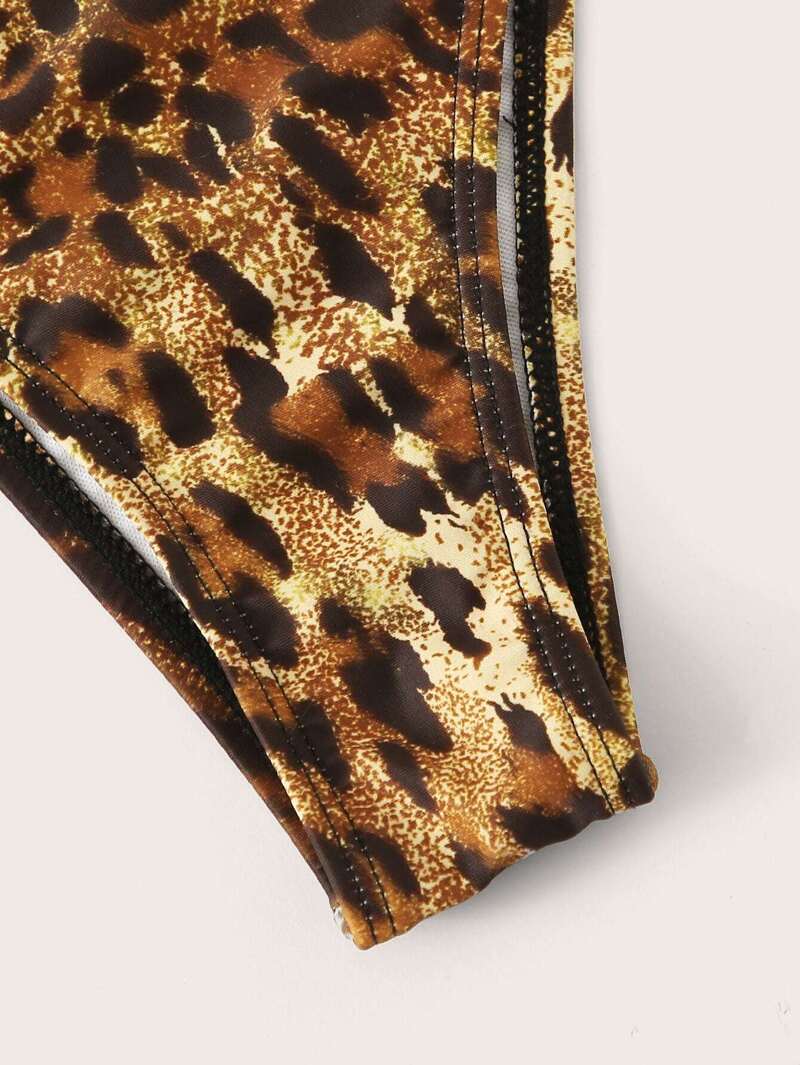 Et Avec Pièce Imprimé Bain De Une Maillot Ceinture Léopard Col V n0wXkOP8
