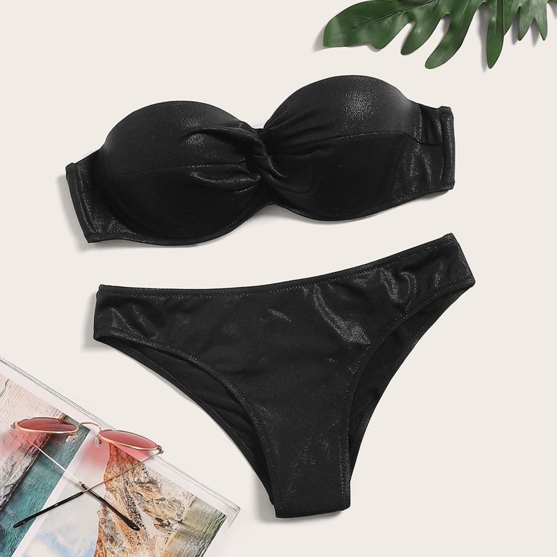 

Underwired Bandeau With Panty Bikini Set, Black