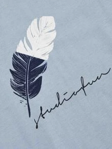 Men Feather & Plaid Print Pyjama Set - Multicolor - View 2