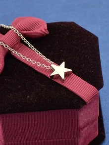 Silver Model Metal Star Pendant Necklace - Silver - View 2