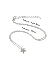 Silver Model Metal Star Pendant Necklace - Silver - View 4