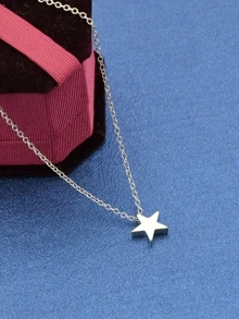 Silver Model Metal Star Pendant Necklace - Silver - View 1