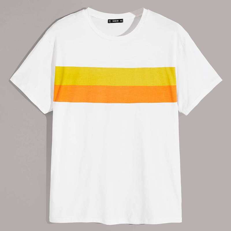 

Guys Colorblock Round Neck Tee, White