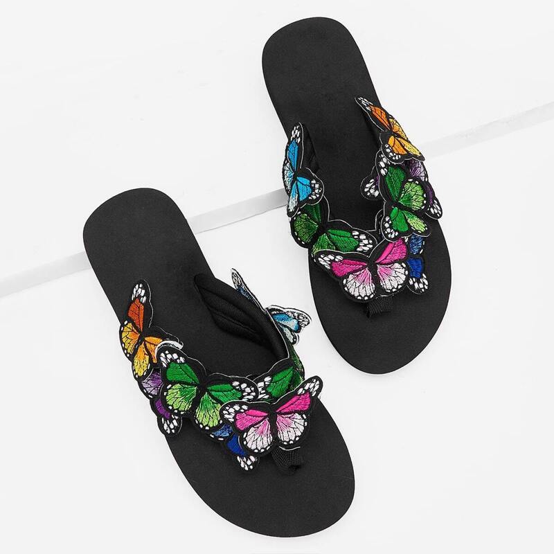 

Butterfly Decor Flip Flops, Multicolor