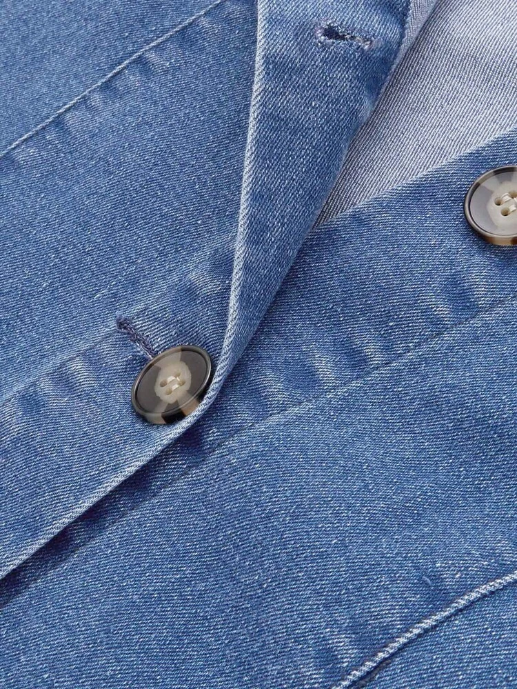 single breasted spaghetti strap denim dress