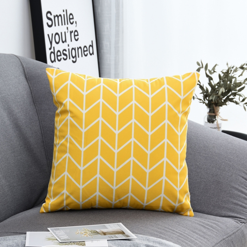 

Geometric Pattern Print Cushion Cover, Mustard yellow
