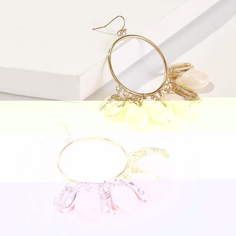 

Seashell Decor Hoop Drop Earrings 1pair, Gold