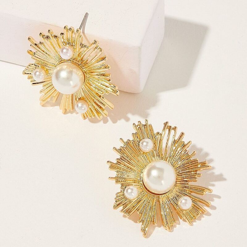 

Faux Pearl Decor Stud Earrings 1pair, Gold