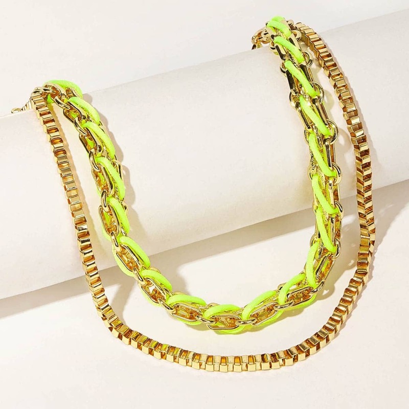 

Double Layered Woven Detail Necklace 1pc, Multicolor