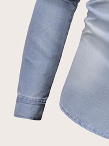 Délavée En Jean Et Chemise Boutons Avec Poches À Pression VSULqpGjzM