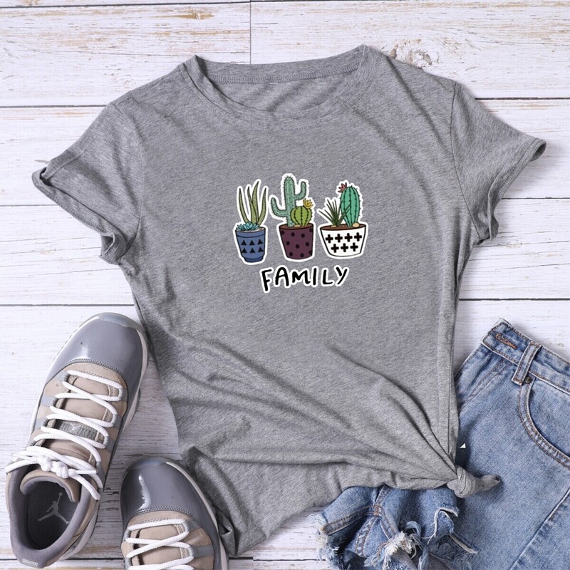 

Letter & Cactus Print Tee, Grey