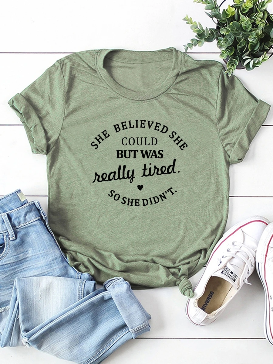 Camiseta con estampado de slogan - verde menta - Ver 1