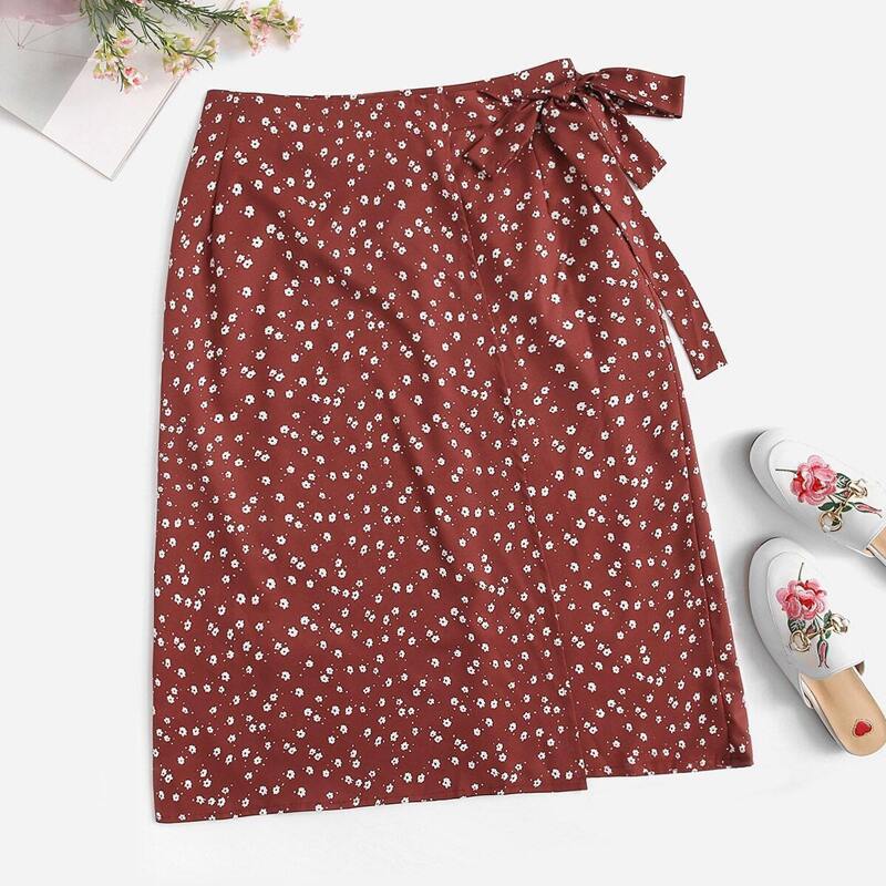 

Ditsy Floral Print Knot Detail Skirt, Multicolor