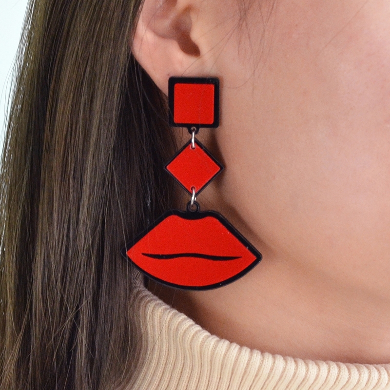 

Lips Acrylic Geometric Shape Drop Earrings, Multicolor