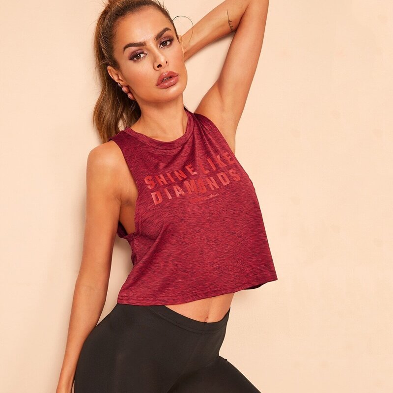 

Letter Print Space Dye Top, Burgundy