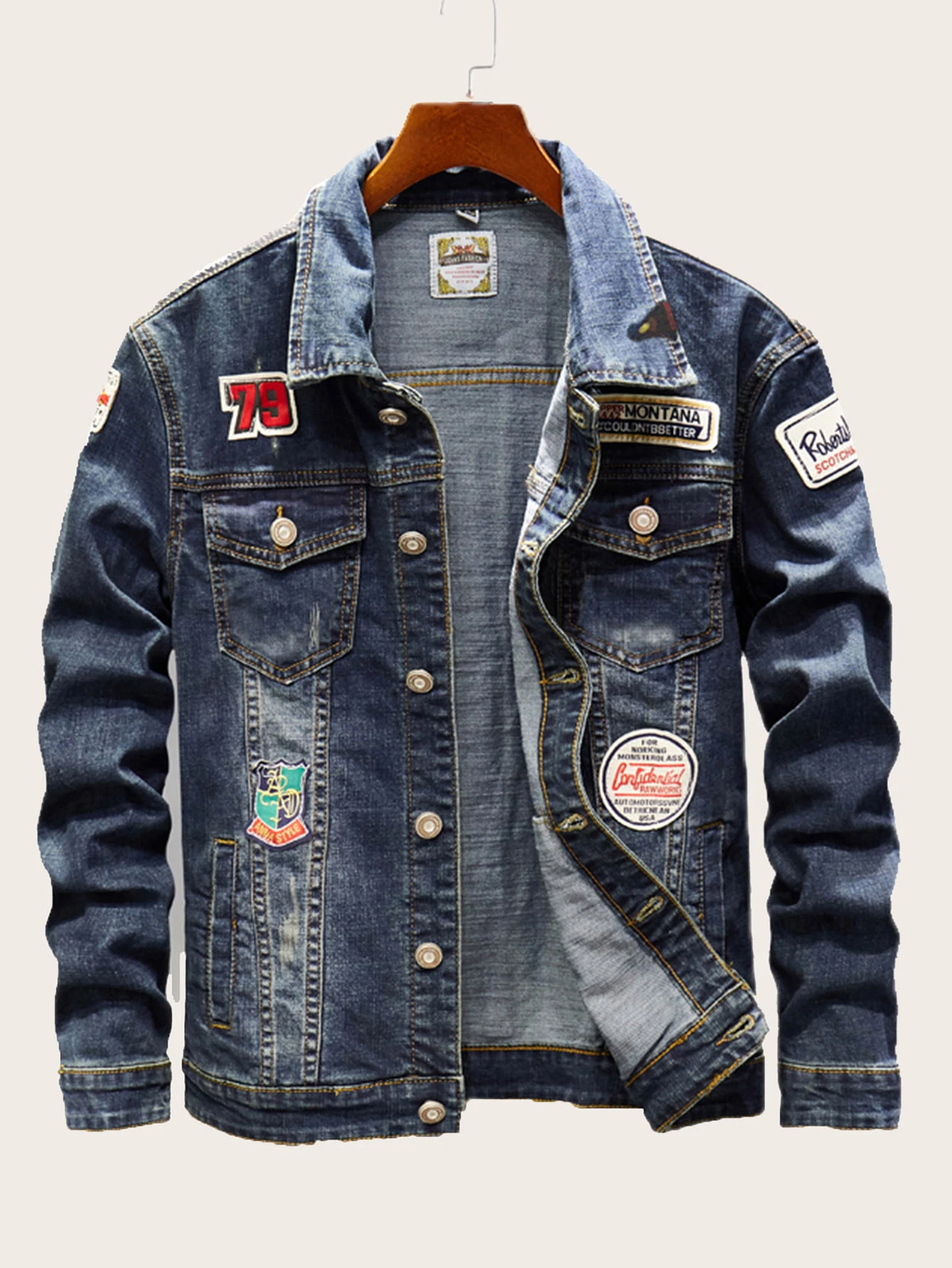 chaqueta vaquera hombre con parches chaqueta vaquera hombre con parches