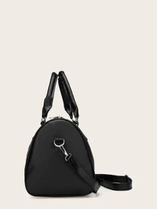 Quilted Detail Top Handle Bag - Black - View 4