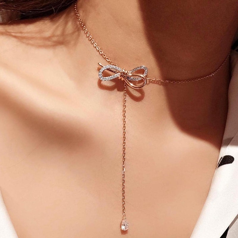 

Bow Detail Lariat Necklace 1pc, Gold