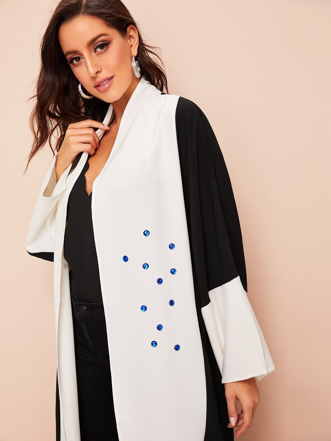 abaya long avec blocs de couleurs