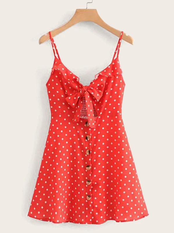 tie front polka dot dress