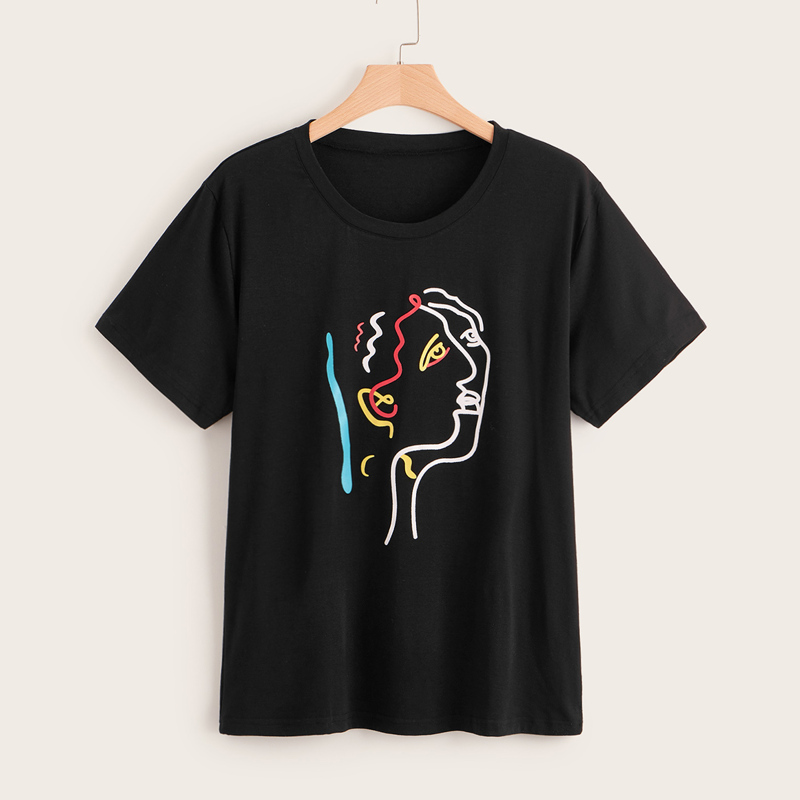 

Plus Abstract Print Tee, Black