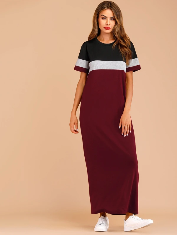 Color Block Tee One Piece Dress Shein In