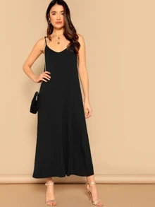 SHEIN LUNE Pocket Patched Swing Cami Dress - Black - View 5