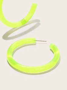 素色剪裁熒光綠耳環1雙 - 綠色 - 查看 2
