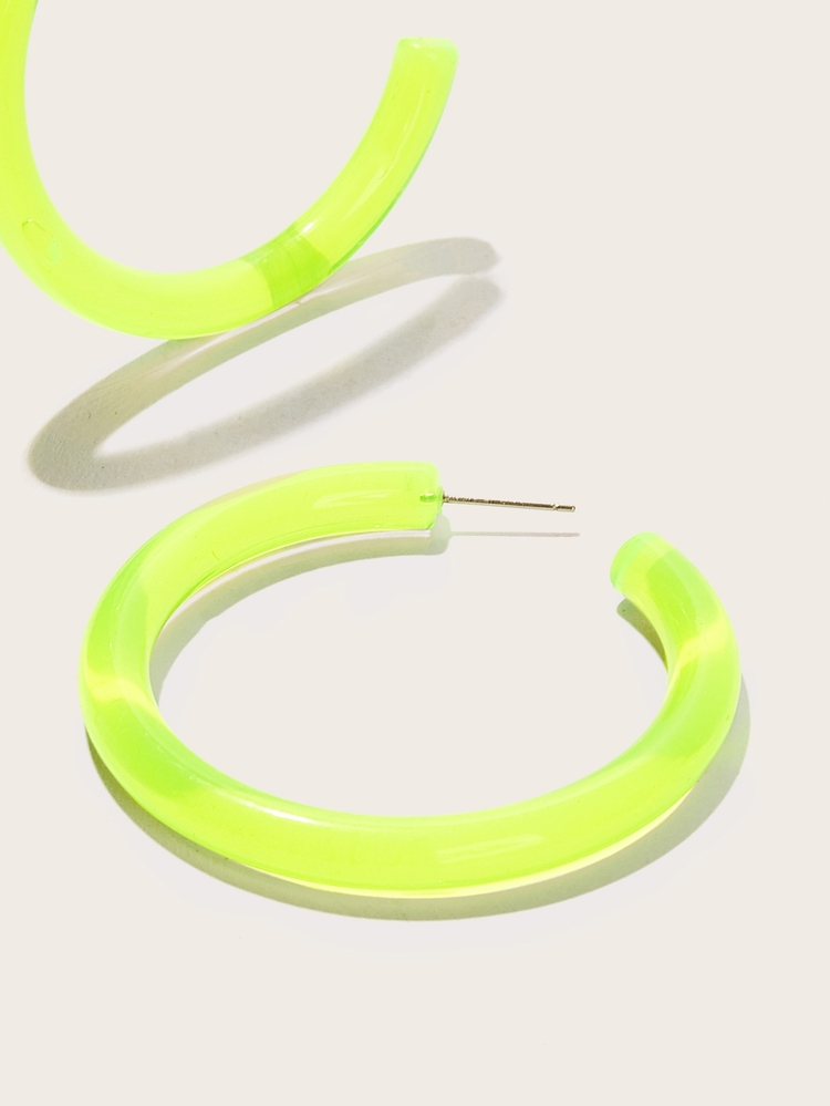 Bông tai cắt bằng đồng bằng neon - màu xanh lá - Xem 2