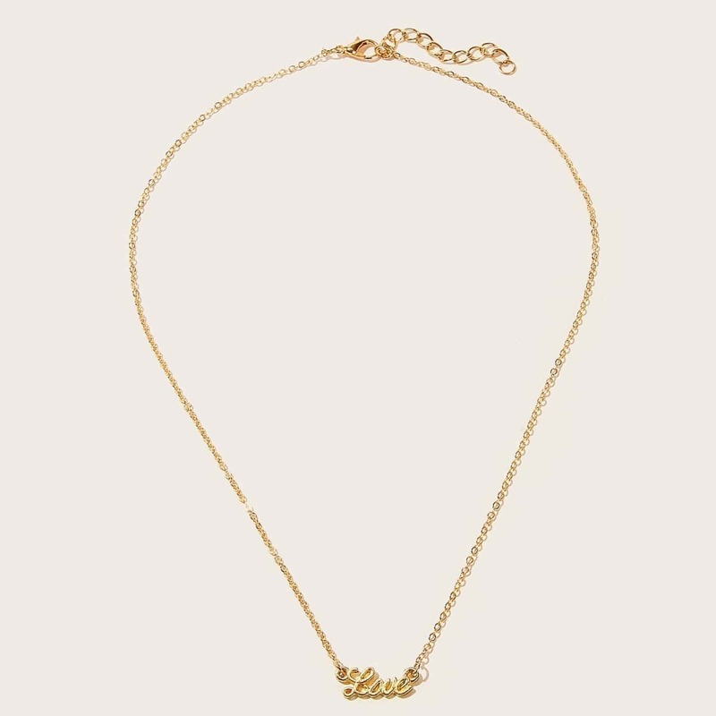 

Letter Pendant Chain Necklace 1pc, Gold
