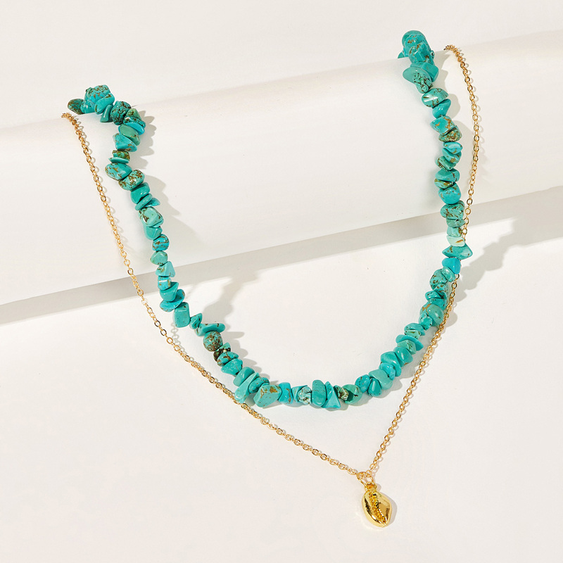 

Stone Decor & Shell Pendant Layered Necklace 1pc, Multicolor