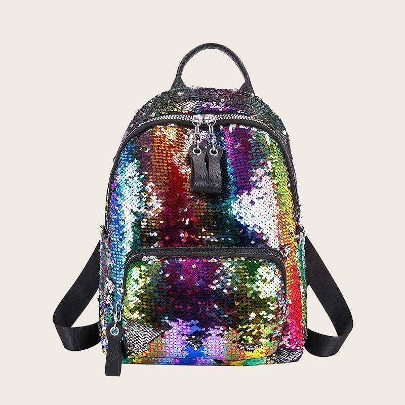

Rainbow Sequins Decor Backpack, Multicolor