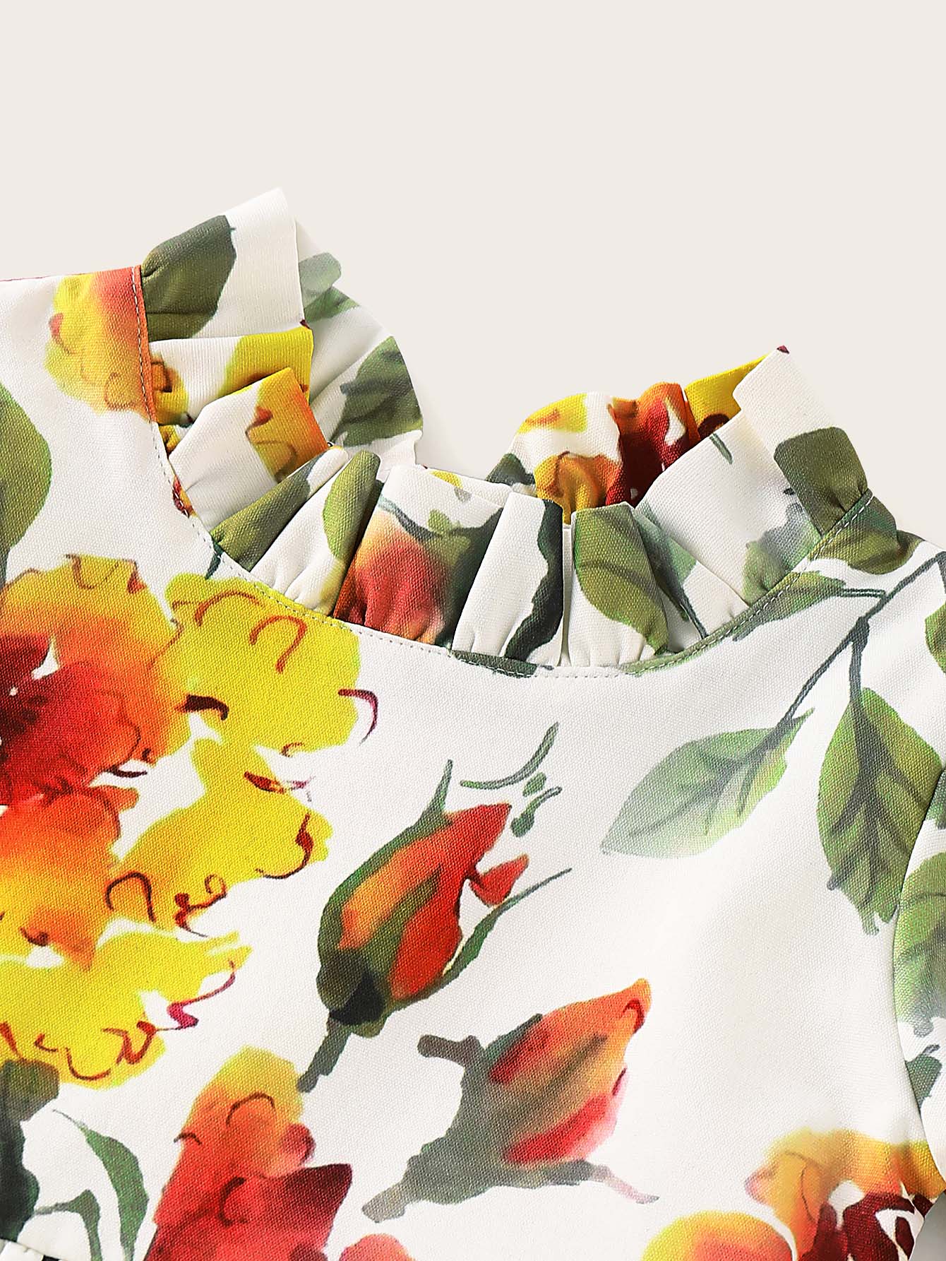 toddler girls floral print frill collar dress | shein