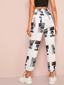 Pantalon avec cordon à la taille - Blanc - Voir 2
