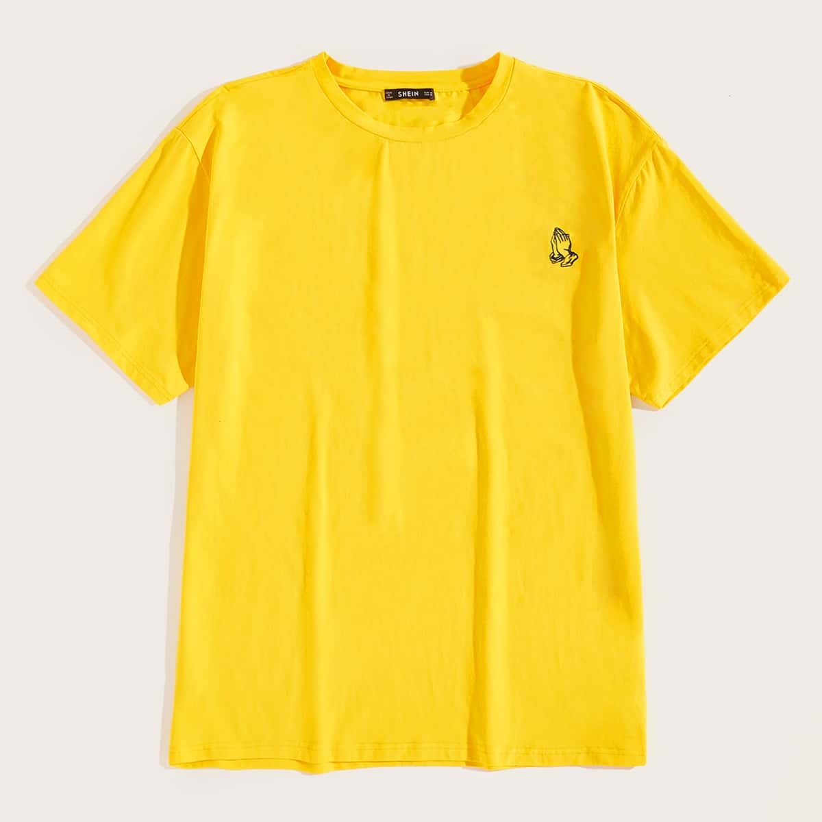 

Guys Drop Shoulder Hand Print Tee, Yellow bright