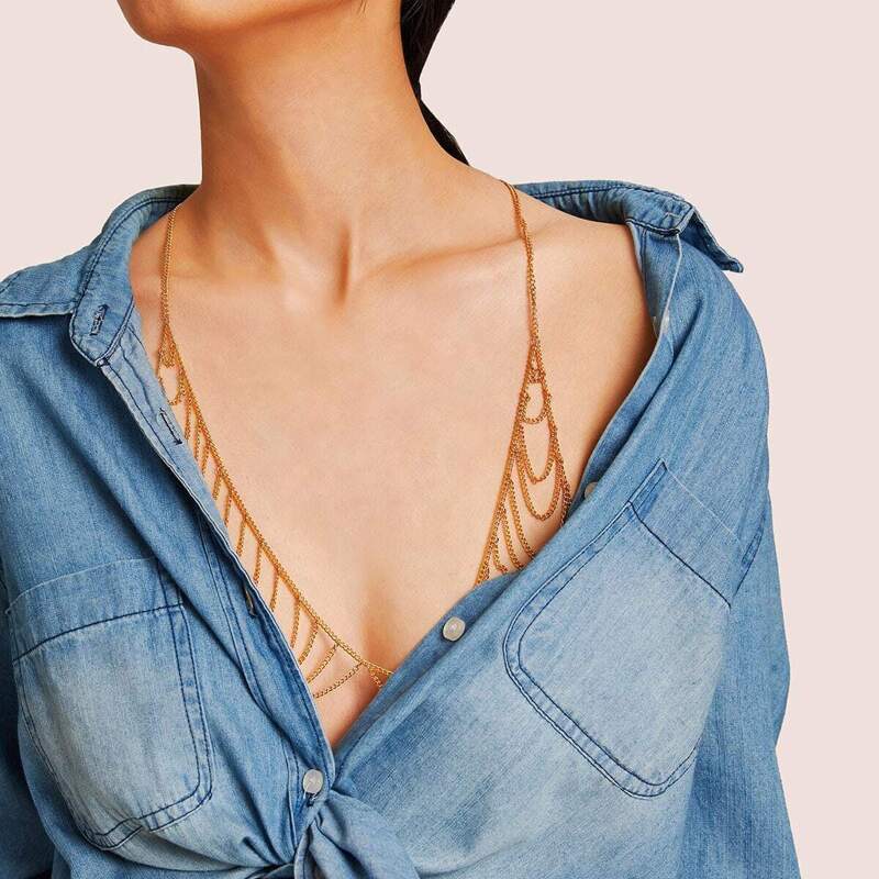 

Halter Bralette Body Chain 1pc, Gold
